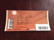 Football Ticket - Swansea City v Gillingham 26/1/19 Away End
