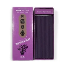 Japanese Nippon Kodo Morning Star MUSK Incense 200 Sticks with Incense Holder