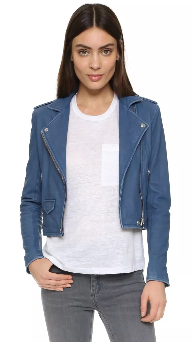 Iro blue leather jacket sale
