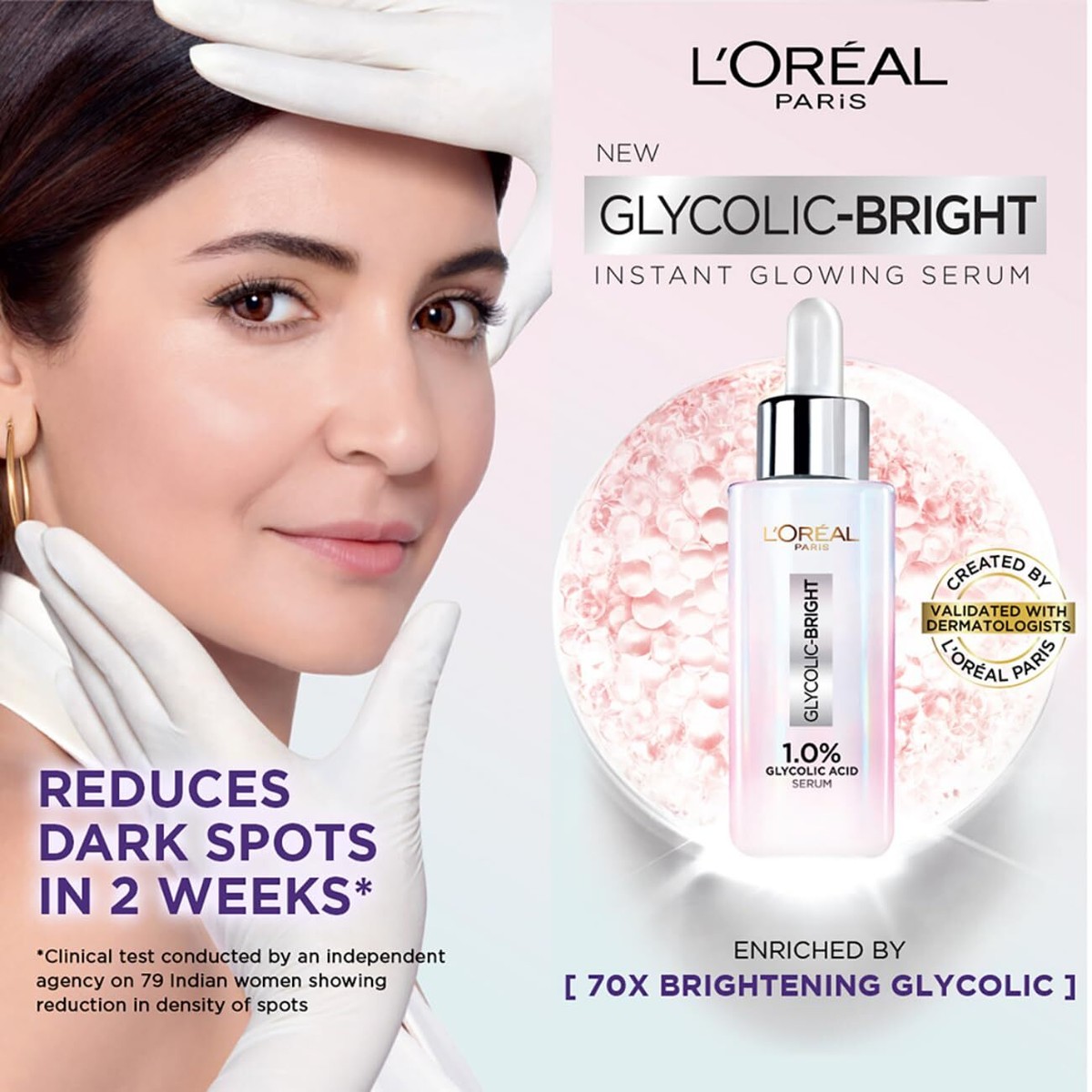 L'Oreal Paris Instant Glowing Serum, 1% Glycolic Acid, 2