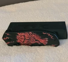 WOLF SNARLING GROWLING LIGHTNING SPRING ASSISTED KNIFE WITH BELT CLIP RED