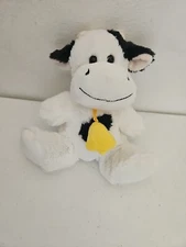 Hugfun Intl Cow Plush Stuffed Animal White Black Spots Yellow Bell Big Feet