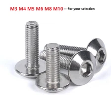 M8 M10 BUTTON HEAD SCREWS, SOCKET TRUSS HEAD DOME BOLT ALLEN KEY STAINLESS STEEL