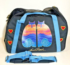 Laurel Burch Cat Small Dog Pet Carrier Case Tote Bag Soft Sided Black Blue Strip