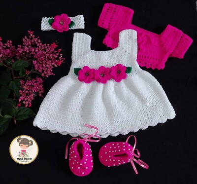 0-3 Months Newborn Baby Girl Crochet Pattern Wool Frock & Jacket Tutu Knit Dress