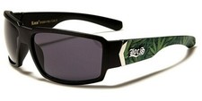 LOCS Men  s Sunglasses OG Marijuana Leaf Print Large Dark Black Gangster Shades