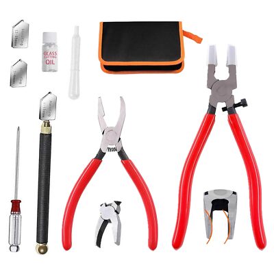 Glass Cutters Tools Set include Glass Cutter, Pliers,  Breaker Grozer, Oil w/Bag