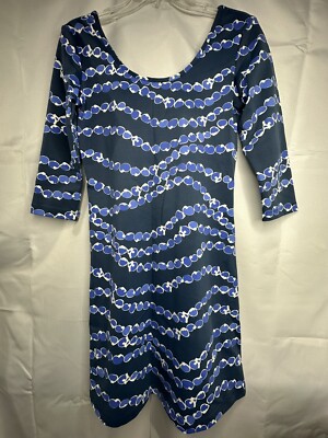 Mahi Gold XS Dress 1/2 Sleeve Blue Geoetric Round Shapes EUC Coastal | eBay