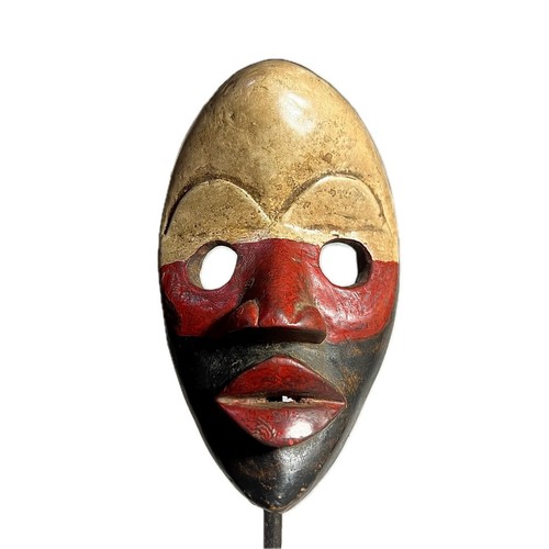Maschera Dan africana intagliata viso tribale arte costa nera rossa vintage-651 - Foto 13 di 24