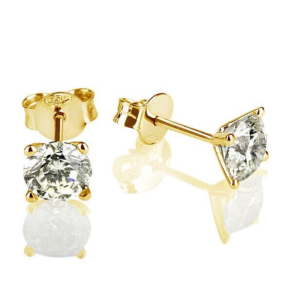 2 Ct Round Cut Lab-Created Diamond Stud Earring's 14K Yellow Gold