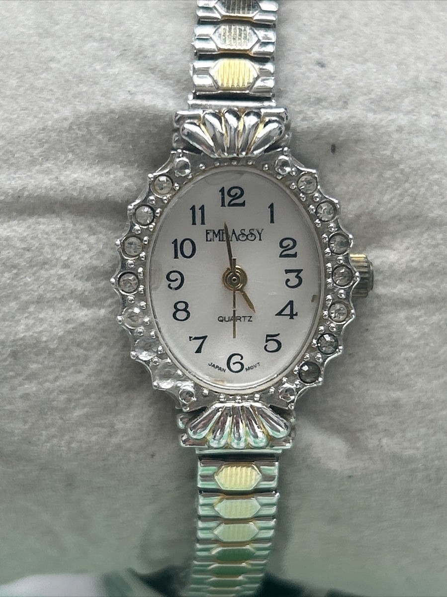 Embassy Rhinestone Bezel Two Tone Band Women display picture 1