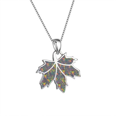 Hawaiian Fire Opal Orange Maple Leaf pendants Silver Filled For Women Girls