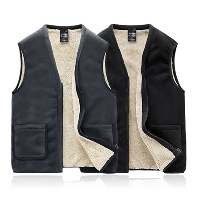 Sin Mangas Chaquetas Chaleco Abrigo Acolchado Forro Polar Cremallera Completa "