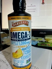 **BARLEAN'S MANGO PEACH  SMOOTHIE!  Omega-3 Fish Oil 16OZ (NEW) 
