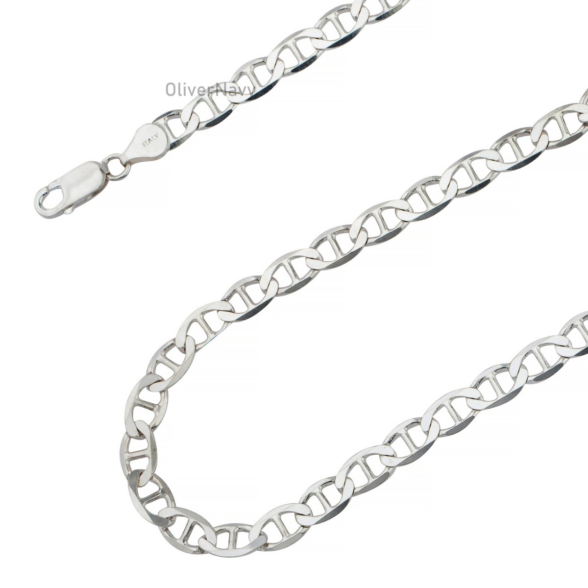 925 SOLID Sterling Silver 6.5mm MARINER Chain Necklace - All Sizes