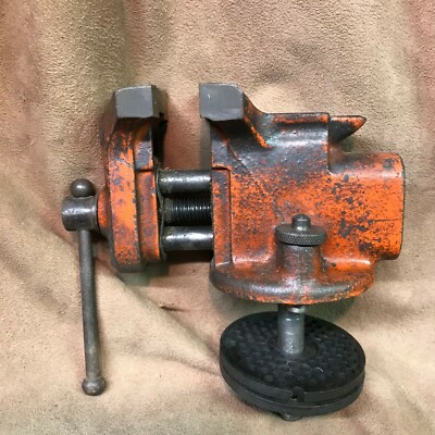 Vintage Stanley bench vice Stanley miniature vice rotating 2''1/4+ wide orange 