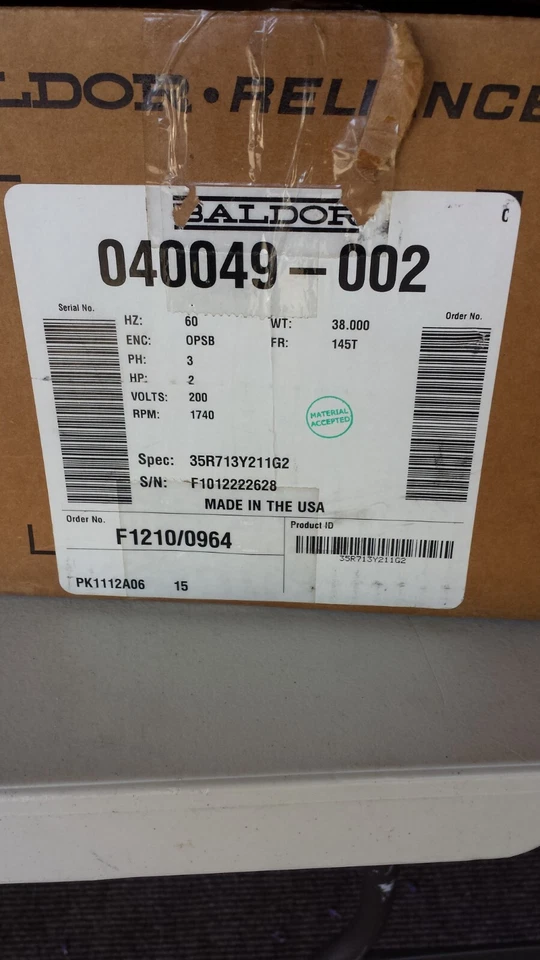 Baldor Reliance Industrial Motor 211G2 - 1740 RPM/2 HP/3 Phase - Image 3 of 3