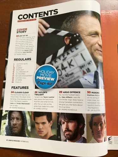 Cineplex Magazine Daniel Craig Cover October 2012 Skyfall - Picture 2 of 8