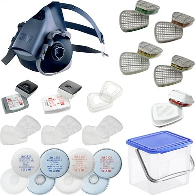 3M Silikon Halbmaske 7500 + Box Atemschutzmaske Atemschutz Gasmaske Lackiermaske