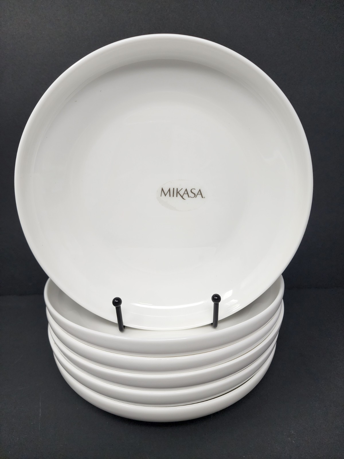Of 6 Mikasa Sloane White Bone China 8" Pasta Bowls Dishes Ne