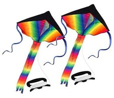 2 Pack Rainbow Delta Kite, Kites for Kids Adults Easy to Fly, Long Tail Huge
