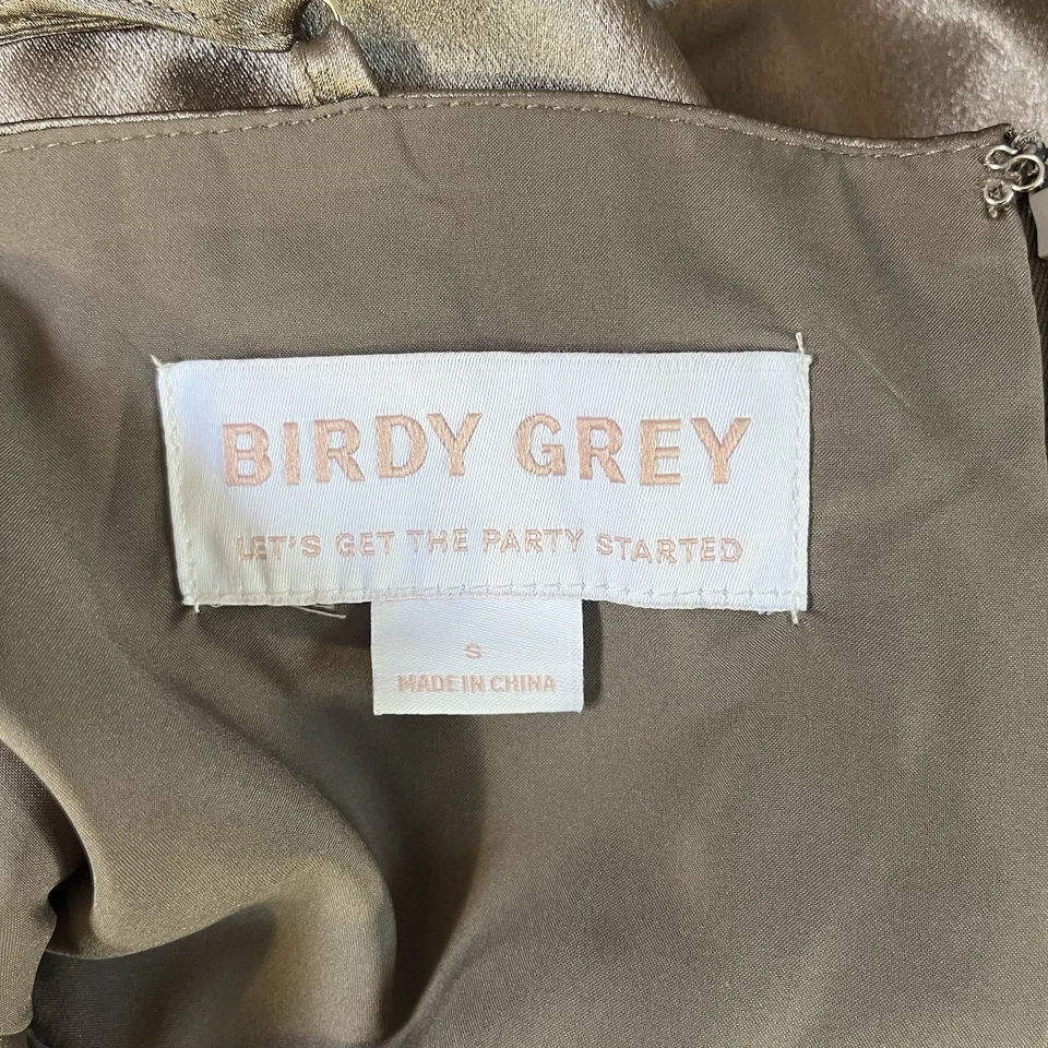 Birdy Grey Maxi Dress Women Small Metallic Silver / Gold Lisa Long High Slit 90s - Image 4 of 4