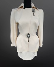 Vintage Thierry Mugler Runway Couture 1985 Skirt Suit Starburst Crystal Brooch