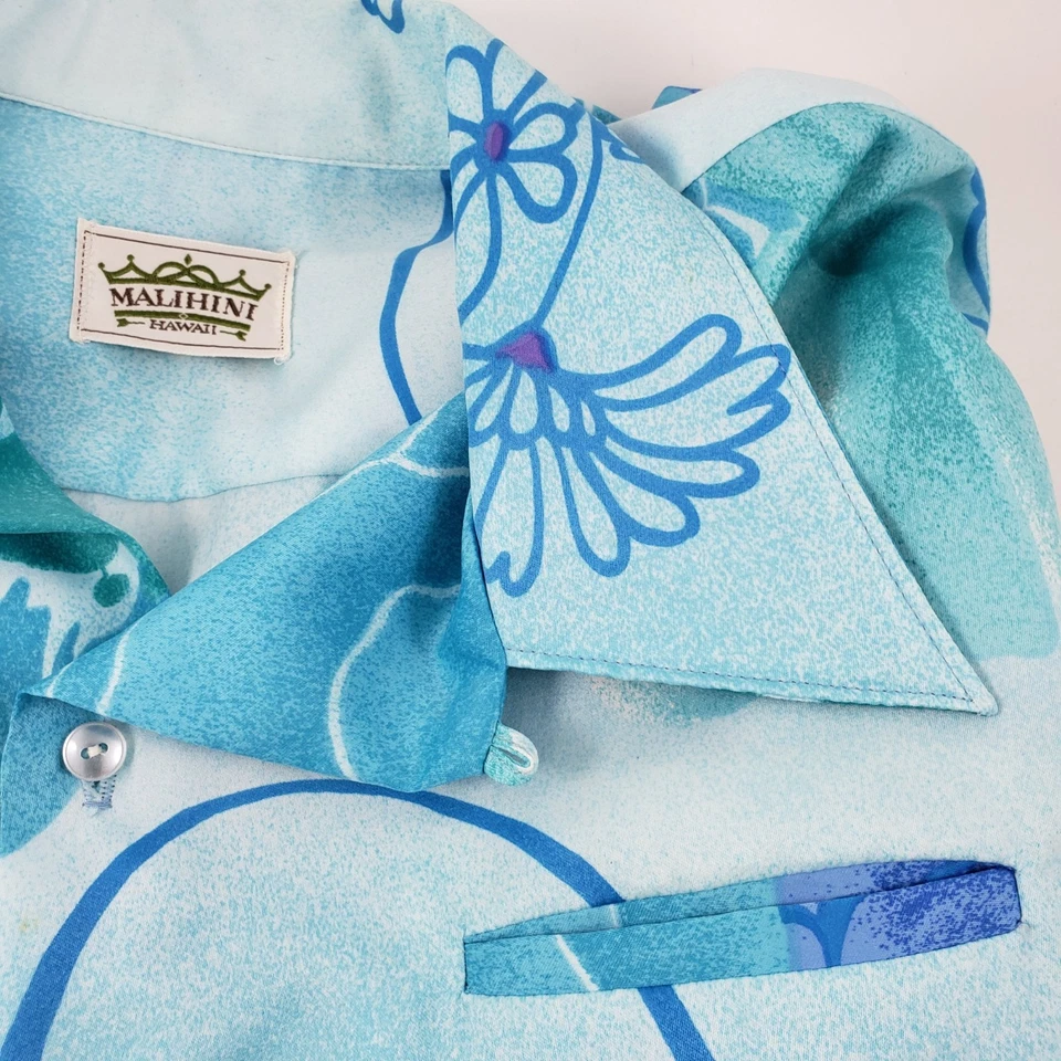 Vintage 1960's "Malahini" Brand Mens Hawaiian Button Up Shirt Size Med/Lrg - Изображение 3 из 4