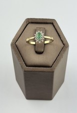 Emerald And Diamond 9ct Gold Ring , Vintage And Hallmarked Cluster Ring ,