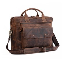 Leather briefcase 18 Inch Laptop Messenger Bags for Men and Women Best Office...