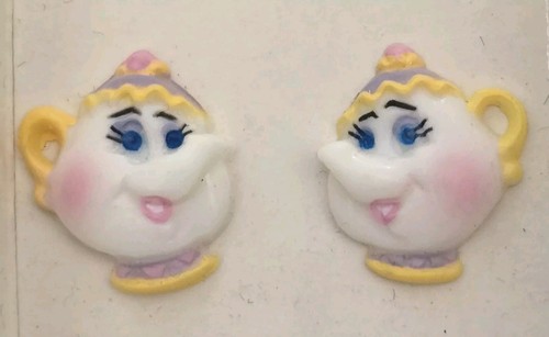 Child's Disney Mrs. Potts The Teapot Pierced Earrings 1992 In Box Never Worn - Picture 12 of 16