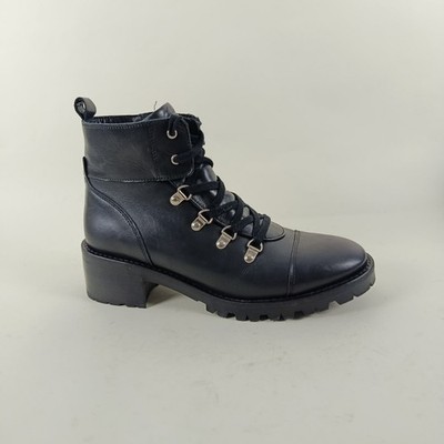 Clarks Damenstiefel Größe 7 schwarz Leder Schnürung Reißverschluss Knöchel Freizeit klobig bequem