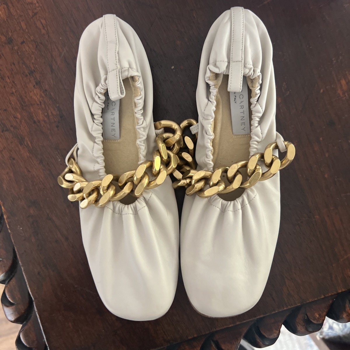 Stella McCartney Falabella Leather Silver Chain Ballet Flats 37 | eBay