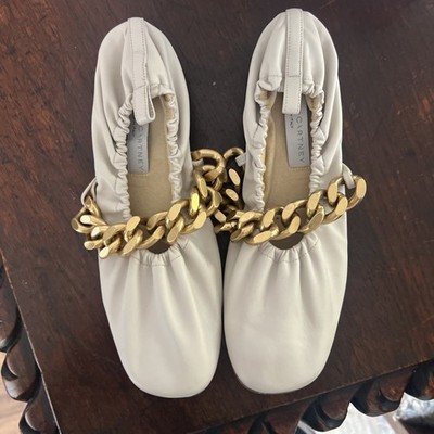 Stella McCartney Falabella Leather Silver Chain Ballet Flats 37 | eBay