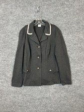Cabi 3030 Women's Ponte Knit Crew Blazer Jacket Gray Stretch Size Large Preppy