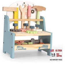 Tool Bench Set for Toddlers - Mini Wooden Work Bench for Kids, Construction