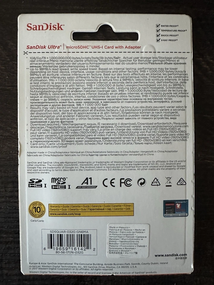 SanDisk Ultra 32GB MicroSDHC UHS-I Memory Card With Adaptor - New - Image 2 of 2