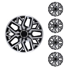 Set of 4 16" Black Silver Wheel Covers Snap On Hub Caps fit R16 Tire & Steel Rim