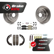Rear Disc Rotors Semi-Metallic Pads Parking Brake Shoes And Hardware Kit For