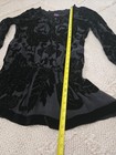Hale Bob Size Medium Black Silk Sheer Long Sleeve Blouse Top Beaded Velvet Shirt — photo 6