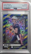 2024 Panini Blue Yellow Green Choice Prizm Drake Maye Patriots RC Rookie PSA 10