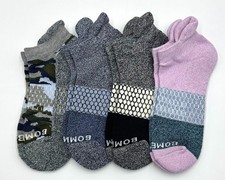 4 Pairs Women's Solid Tri-Block Ankle Socks Cushion Size Med 4 Colors Mix Bombas
