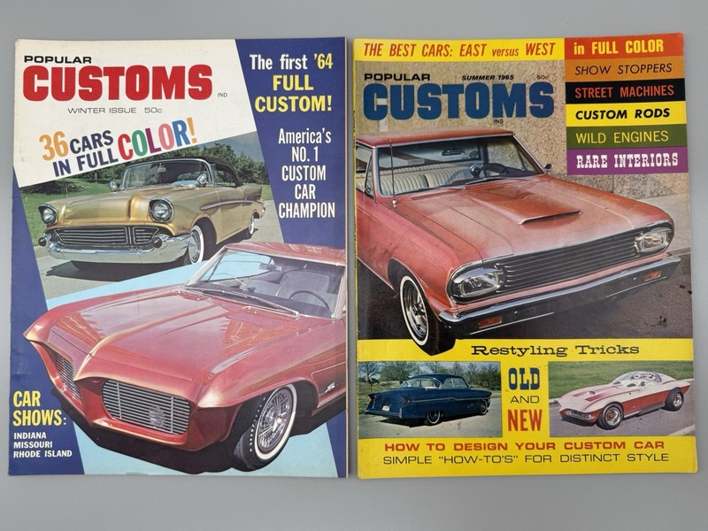 Vintage Popular Customs Magazines Lot of 2 Summer 1965 & Winter 1964 Custom Cars