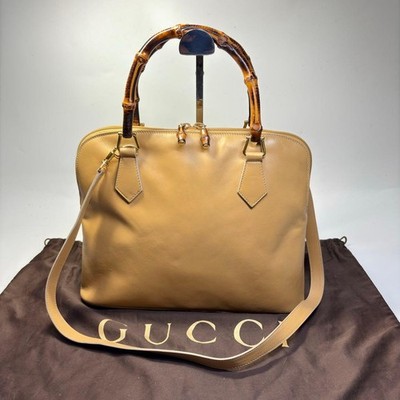 GUCCI Old Gucci Bamboo 2way Shoulder Bag L Size