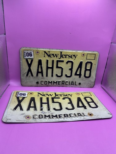 New Jersey License Plate Matching Pair XAH5348 Commercial NJ Plates Black Yellow