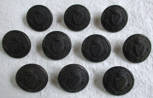 10x British Army: London Irish Rifles Black Buttons (Large, 23mm, WW1 ...
