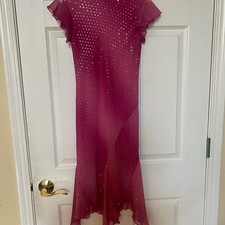 Pink Sheer Short Sleeve Dress with Silver Dot Accents Size 10