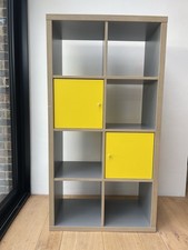Freestanding Shelving Unit Grey, Wood Effect and Yellow