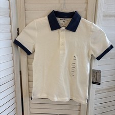 Tommy Bahama Boys Polo Shirt S 5-6 White Blue Preppy Classic NWT