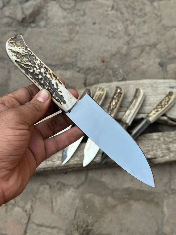 Conjunto de facas chef forjadas à mão (6 peças) – Lâminas de aço altamente polidas com chifre de veado - Imagem 2 de 4
